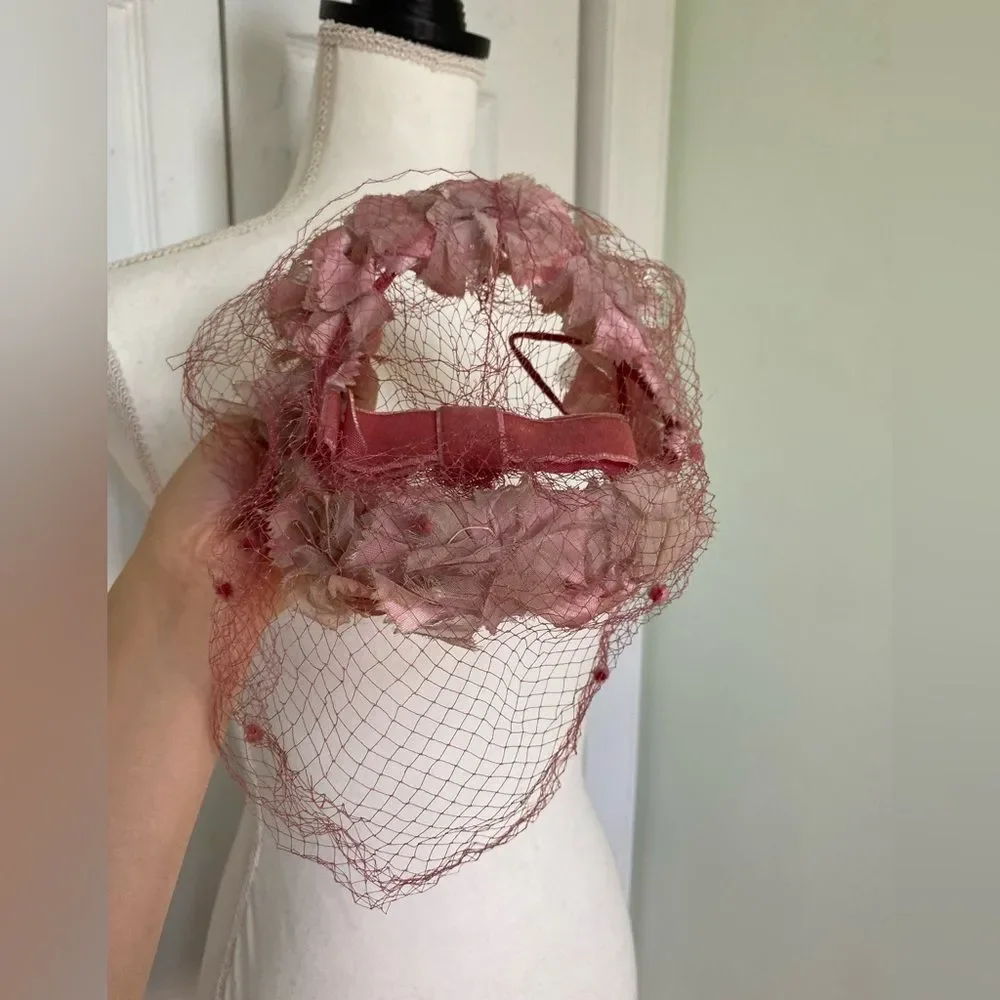1950s Vintage Pink Flower & Bow Hat - Picture 9 of 9